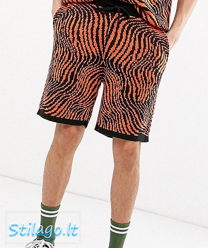 ASOS DESIGN pletene koordinate zebra dizajna kratkih hlača-Narančasta