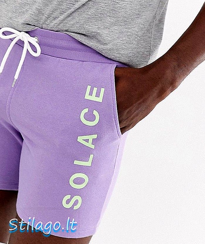 Pantalones cortos pitillo altos en color lila de ASOS DESIGN con estampado de pierna solapa-Púrpura