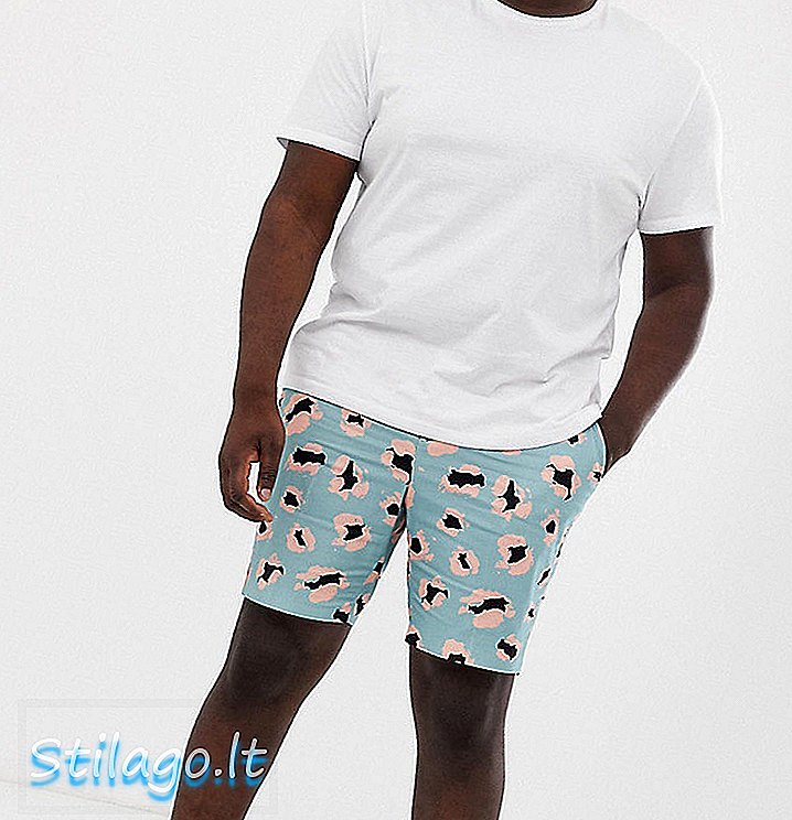 Pantalones cortos pitillo elegantes con estampado de leopardo azul de ASOS DESIGN Plus