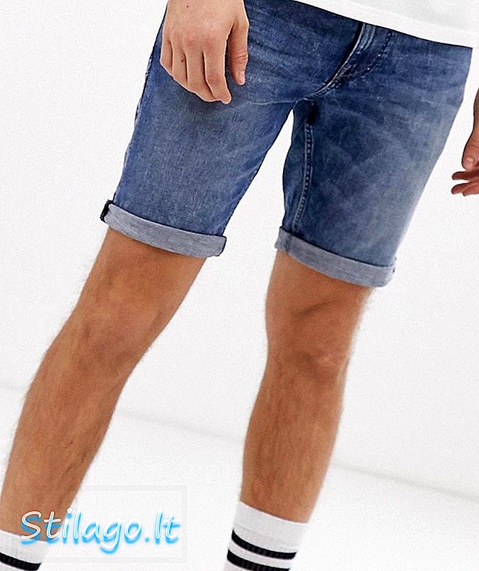 Tom Tailor slim fit džínsové kraťasy v strede prania modrej farby