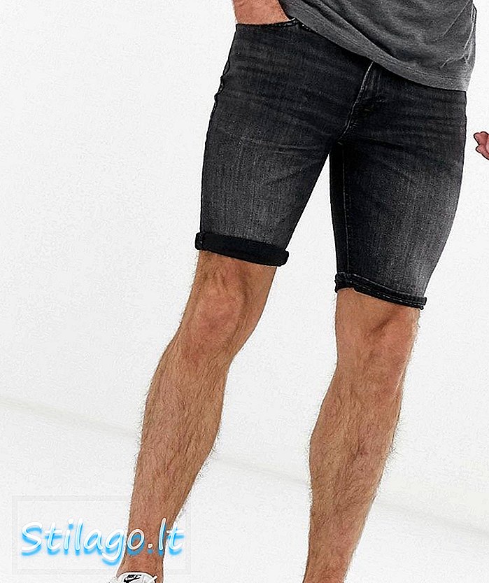 Jack & Jones Intelligence shorts jeans skinny fit em preto lavado