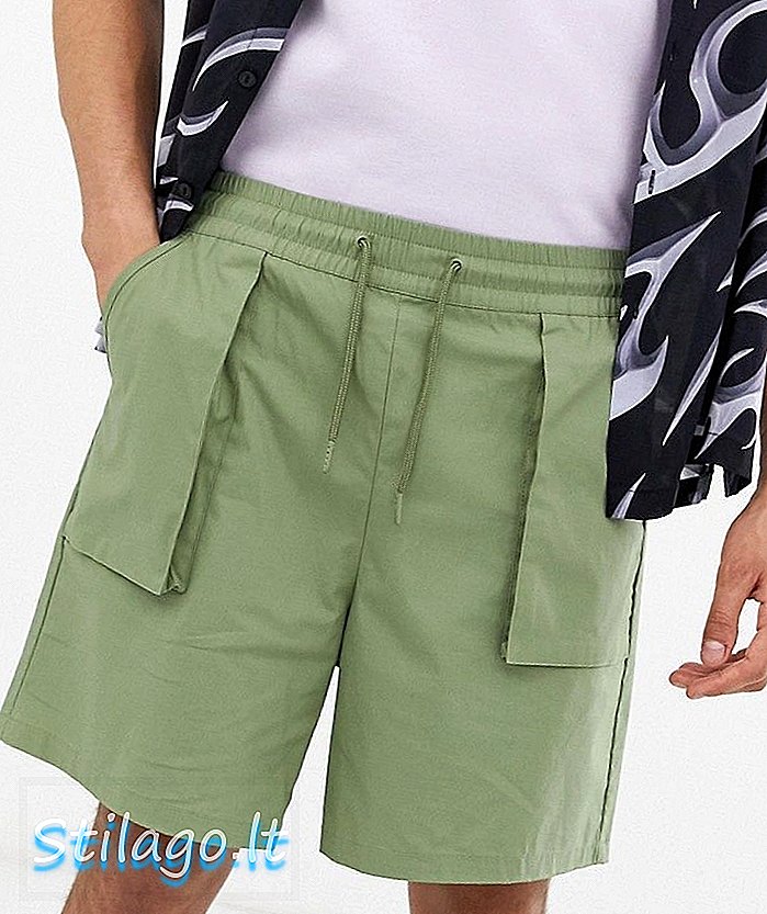 ASOS DESIGN afslappede utility shorts i khaki-Green