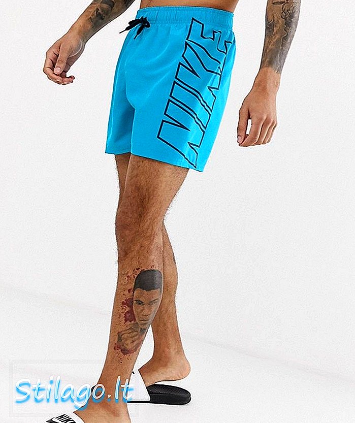Nike Block Print Super Short Swim Short In Blue NESS9511-430