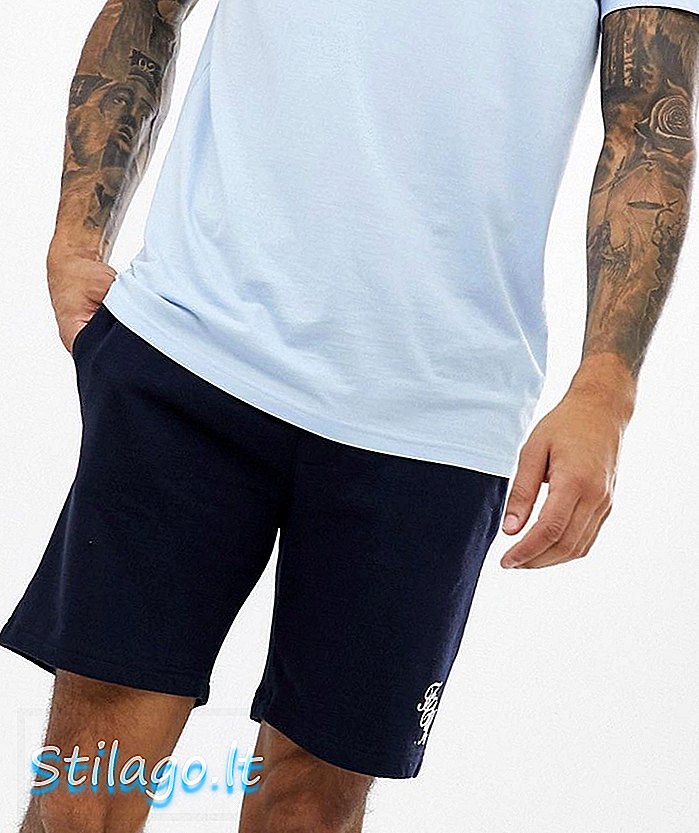French Connection manus shorts logo jersey-Navy