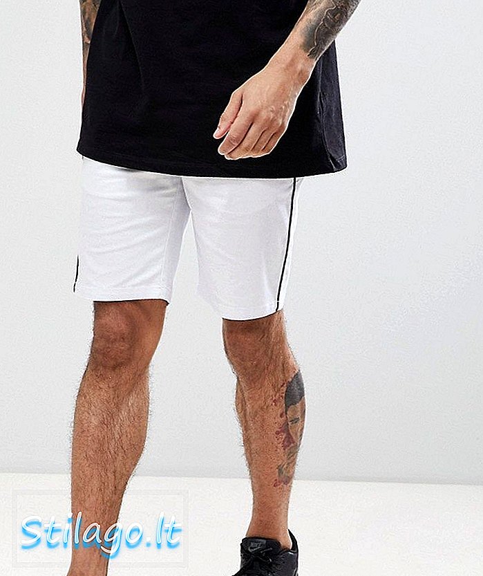 ASOS DESIGN - Shorts slim in bianco con profili neri