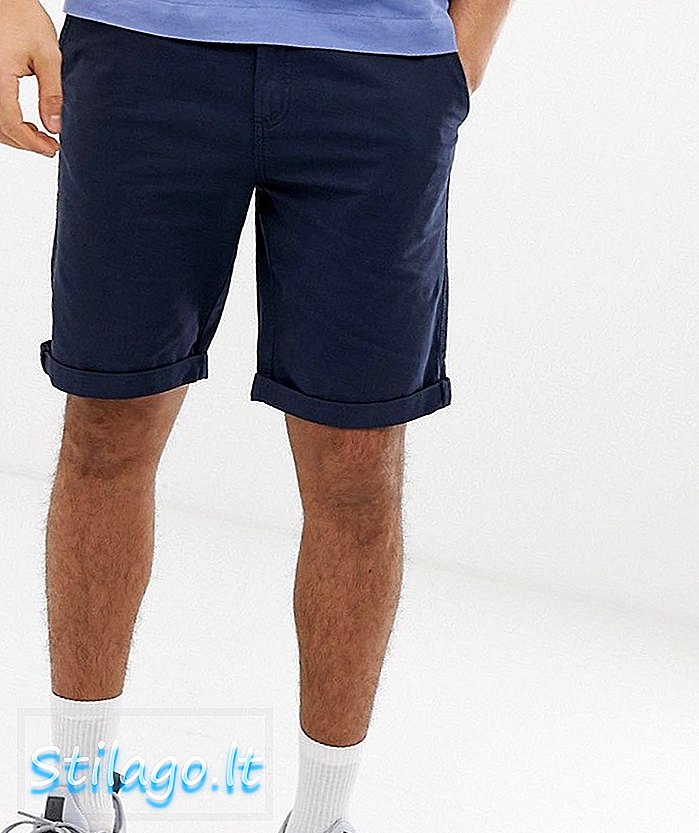 Pantaloni scurți chino de formă regulată solid în albastru bleumarin