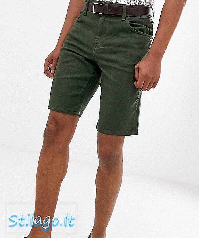 Pantalons curts de denim prims ASOS DESIGN de ​​color verd