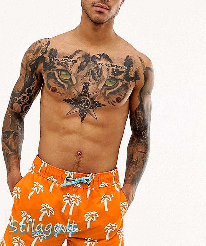 Badeshorts mit Bellfield-Palmendruck in Orange