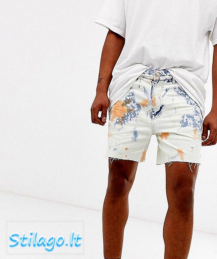 Bershka denim shorts i blekemiddel vaskeblått