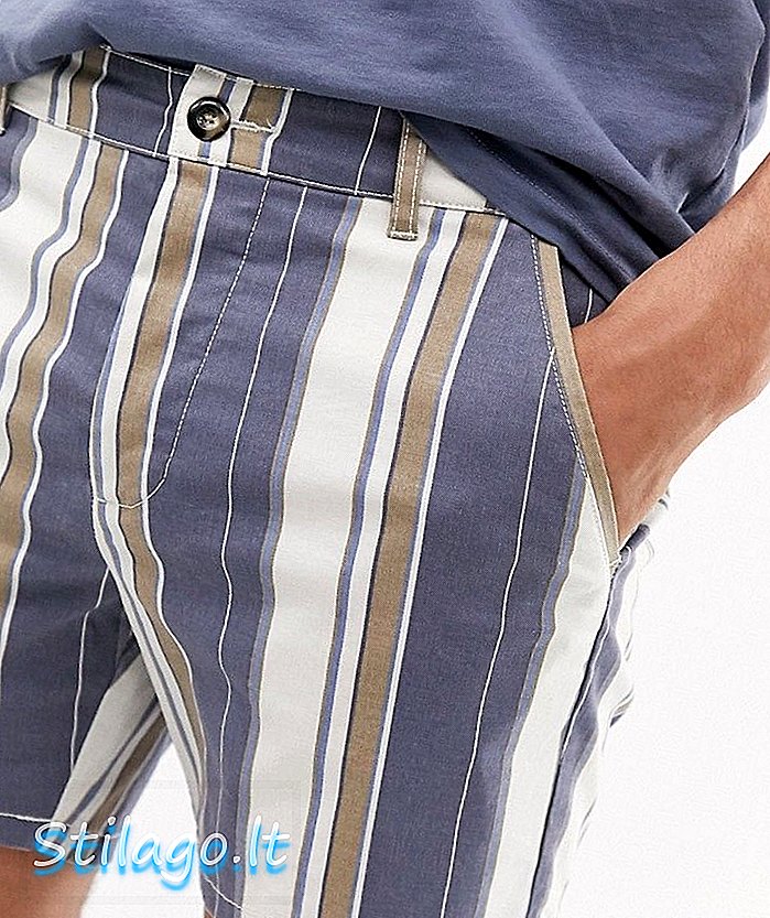ASOS DESIGN tynne kortere shorts i vasket stripe-Grå
