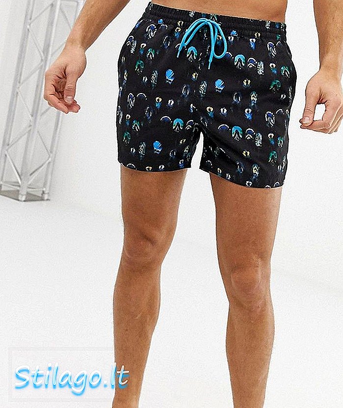 South Beach Recycled zwemshort met verenprint-Multi