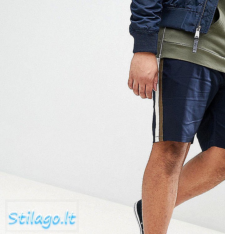 ASOS DESIGN Plus - Shorts slim blu navy con doppia banda laterale