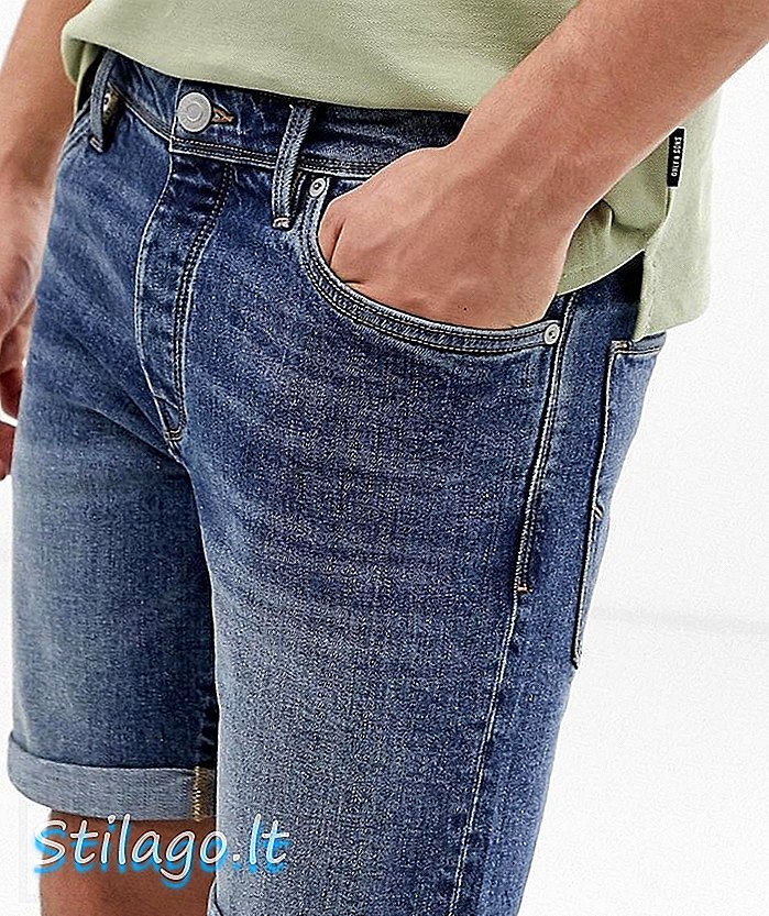 Shorts de mezclilla slim seleccionados de Homme en denim azul medio