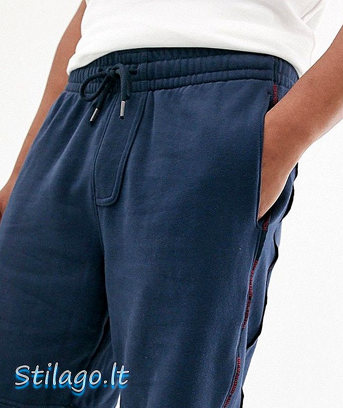 Abercrombie & Fitch logo side taping sved shorts i marineblå