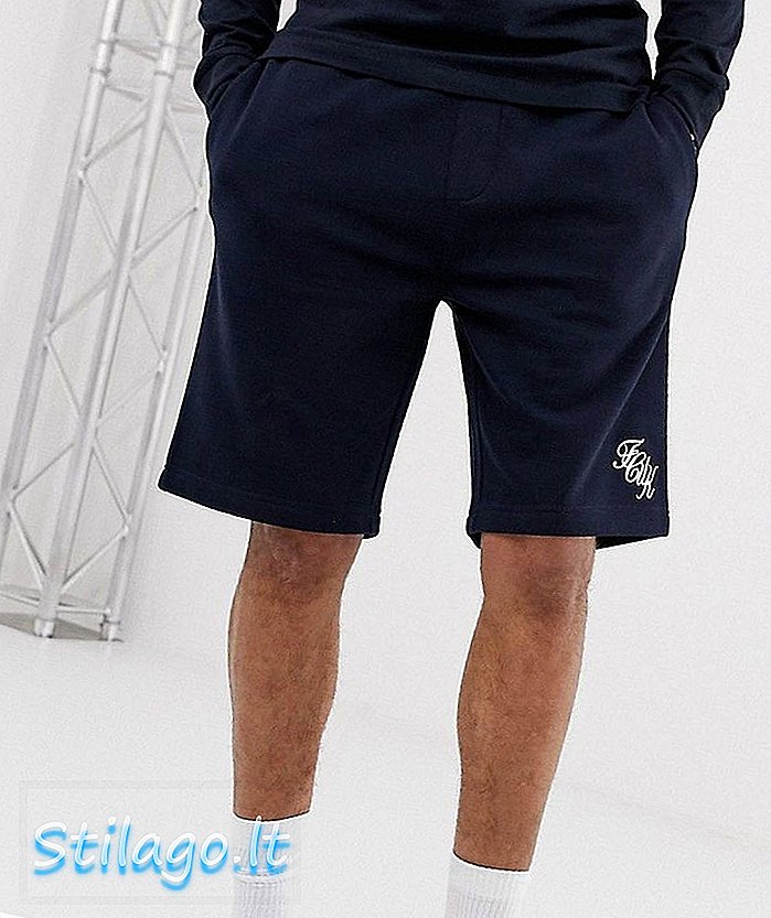 French Connection Tall script logo jersey shorts-Navy