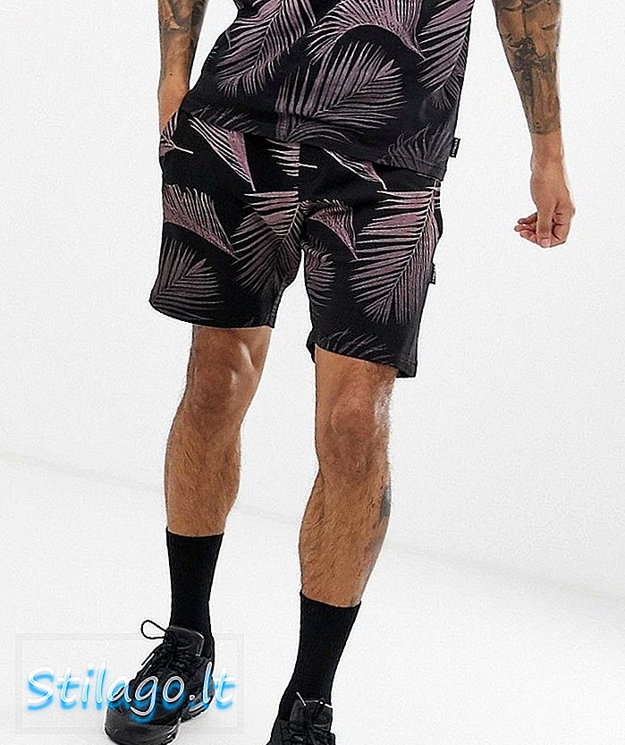 D-Struct Farbverlauf Palm Print MIX n MATCH Shorts-Schwarz