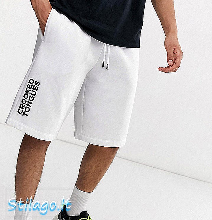Shorts in jersey di lingue storto con logo in bianco