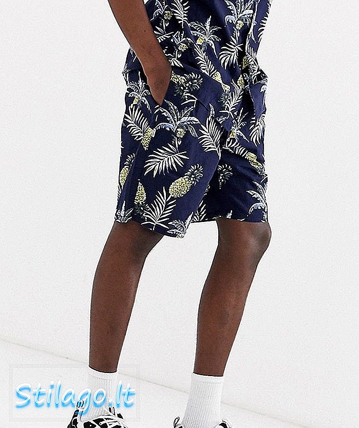 Fairplay Aal-shorts med ananasprint i marineblå-sort