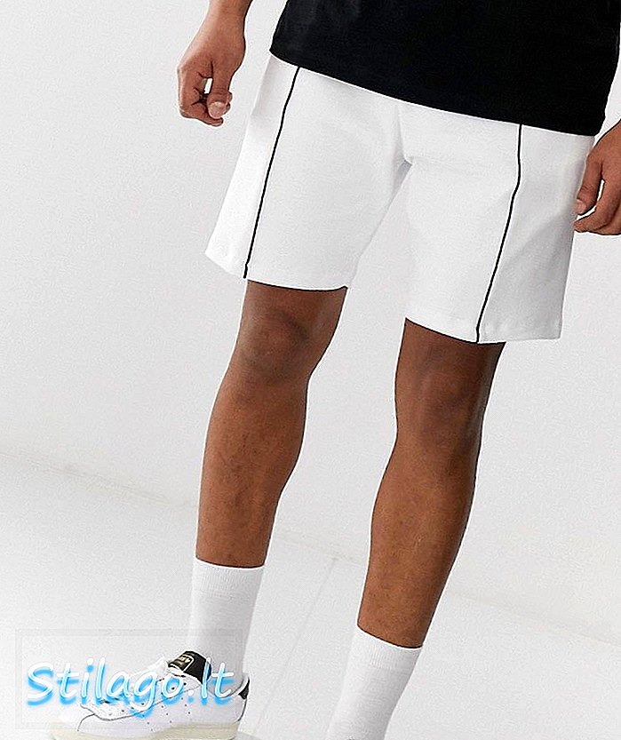 River Island Jersey Shorts in Weiß mit schwarzen Streifen
