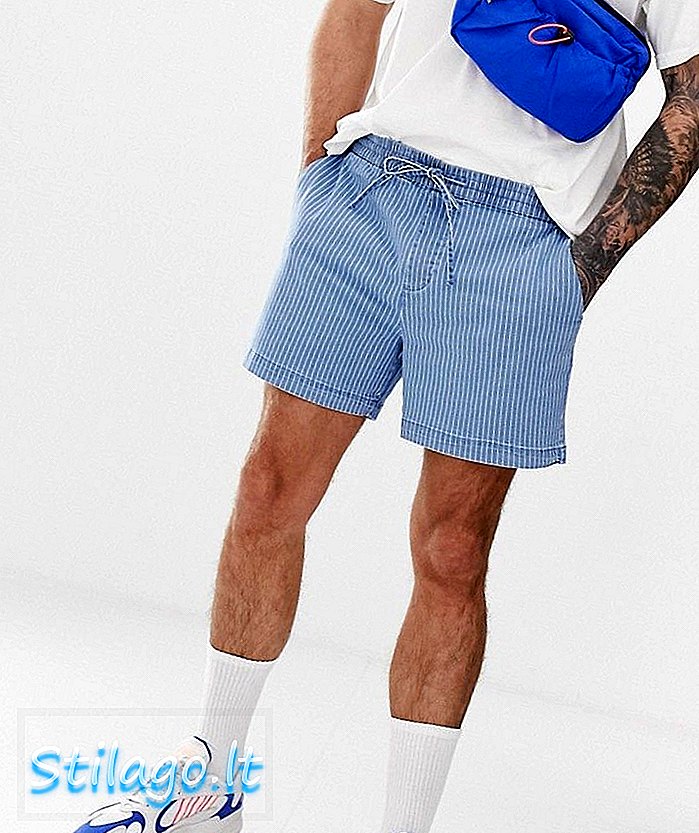 Shorts in denim New Look con coulisse a righe blu