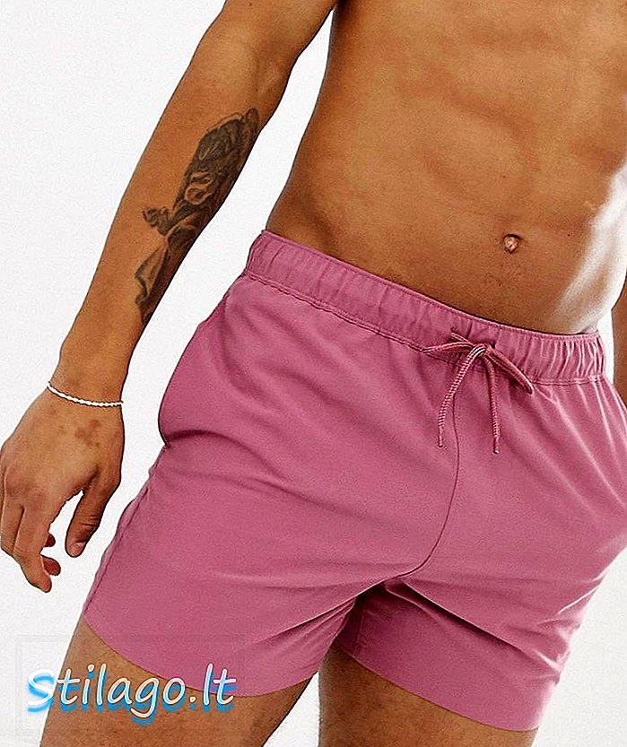 Pantaloni scurți de înot ASOS DESIGN în lungime scurtă roz prăfuit