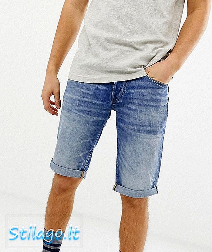G-Star 3301 lekkie jeansowe szorty-Niebieskie