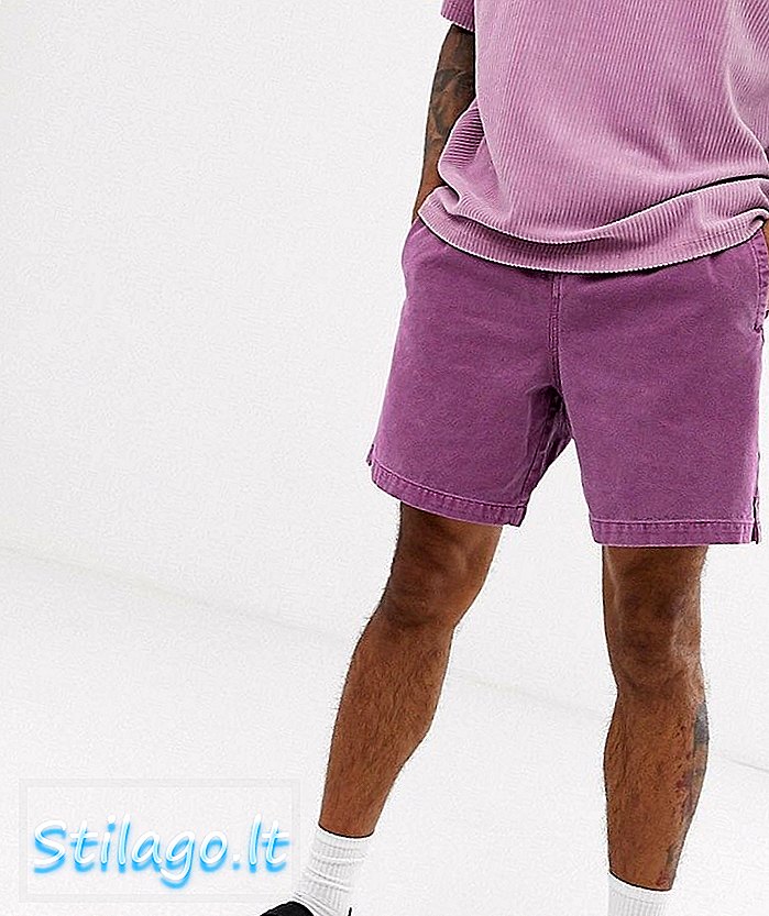 Pantalones cortos delgados de ASOS DESIGN en lona de color violeta lavado pesado con cinturón utilitario