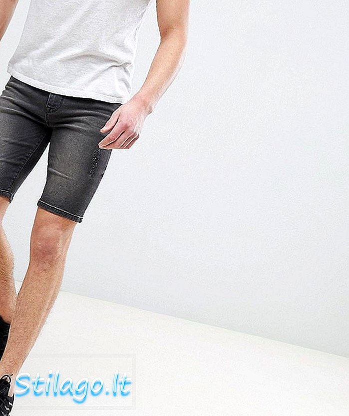 ASOS DESIGN Denim Shorts I Super Skinny Washed Black With Abrasions