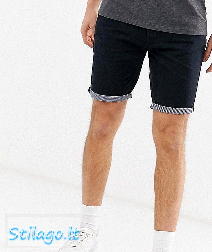 Brave Soul slim fit check up shorts chino-azul marinho