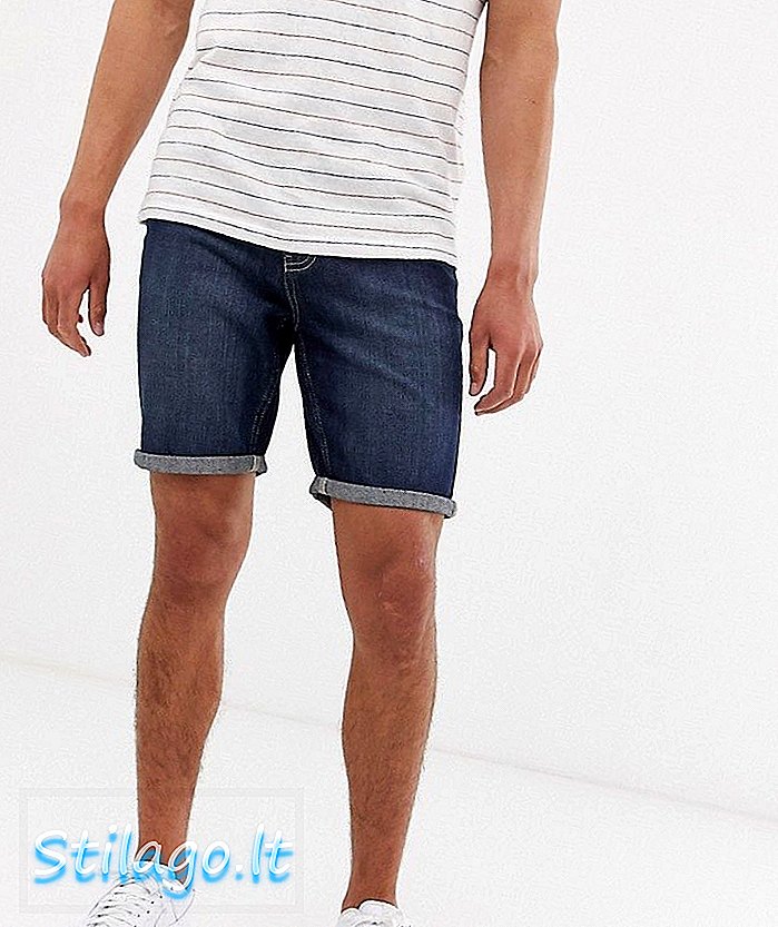 Brave Soul shorts in denim slim fit in lavaggio blu scuro