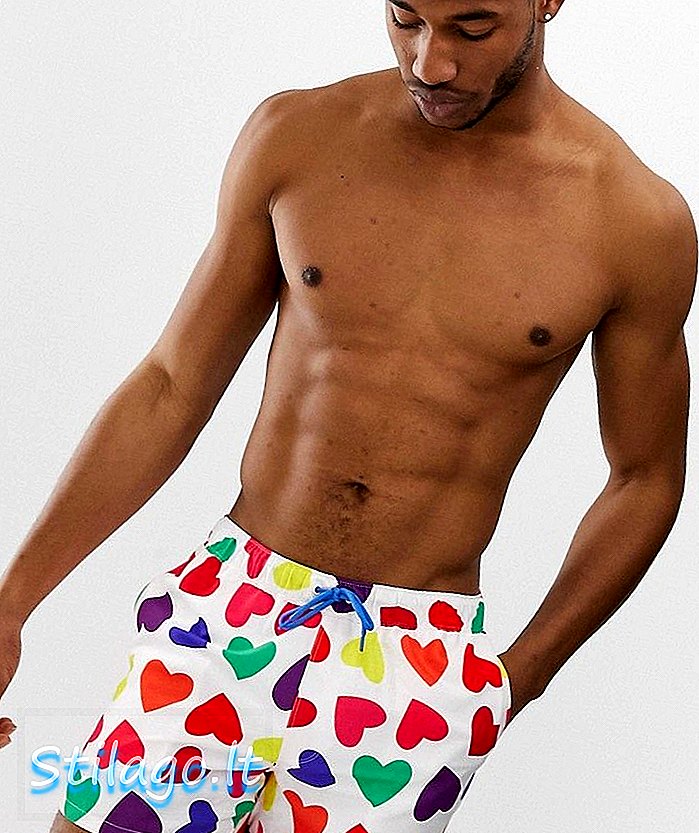 Короткие шорты для плавания с разноцветными сердечками ASOS DESIGN