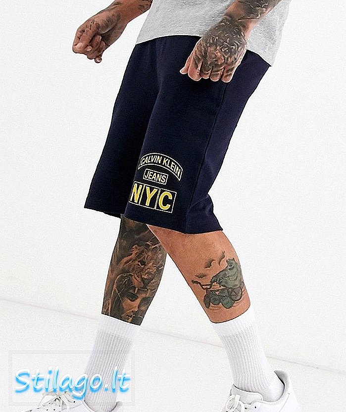 Calvin Klein Jeans shorts do time do colégio-Navy