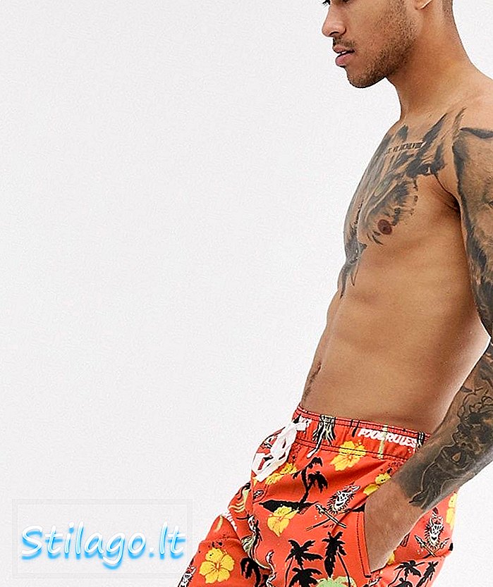 Santa Cruz Pool Rules bedrukte boardshort in rood