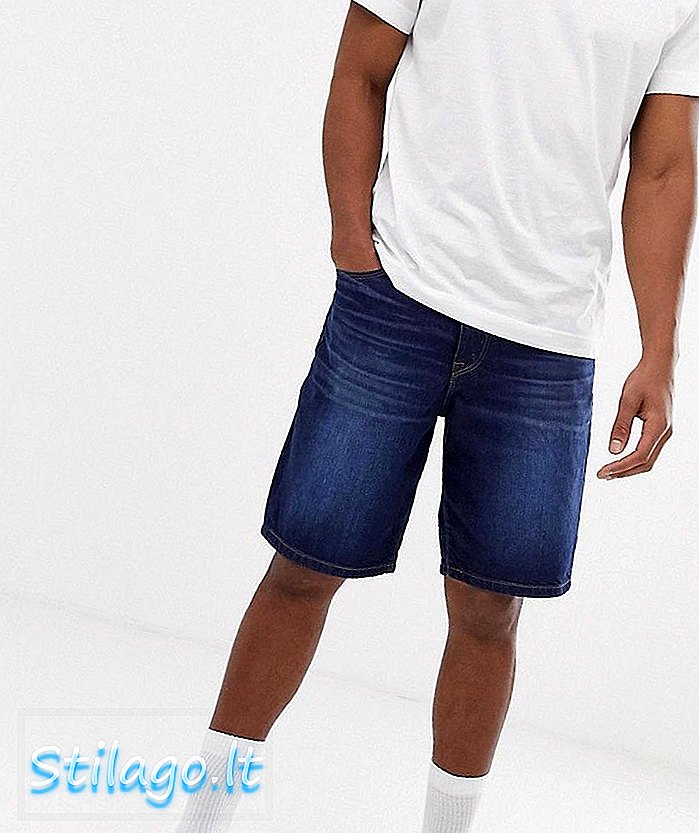 ASOS DESIGN skater denim shorts i mørk vaskeblå