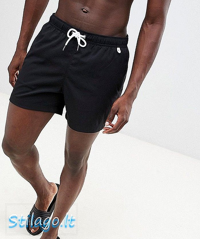 Juodos spalvos „Abercrombie & Fitch“ maudymosi šortų ženkliuko kišenės logotipas