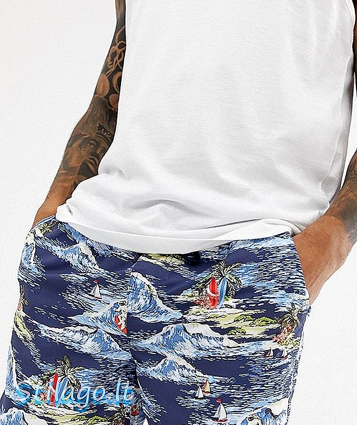 French Connection Surfer Print Badeshorts-Blau