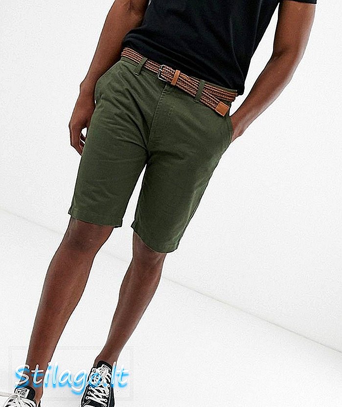 Threadbare Belted Chino Shorts-Green