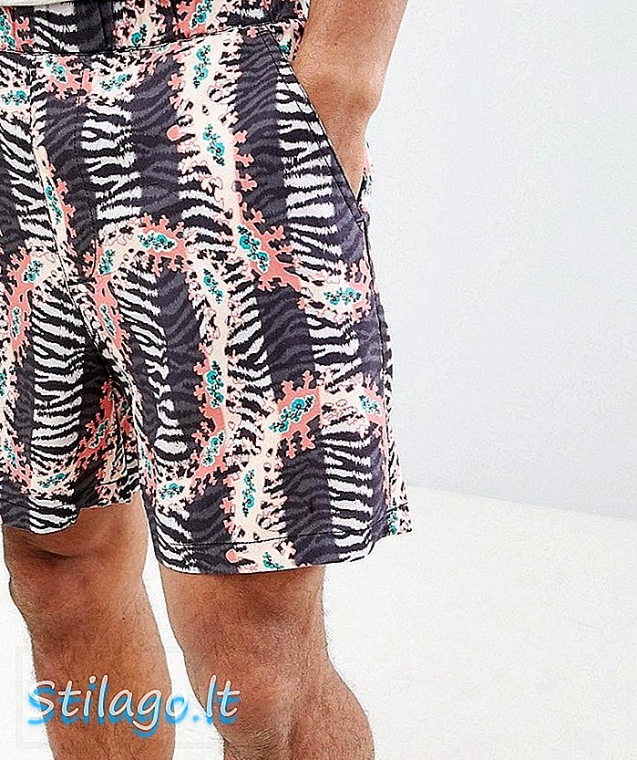 ASOS DESIGN schlanke, kürzere Shorts mit elastischem Bund in Animal-Print-Schwarz