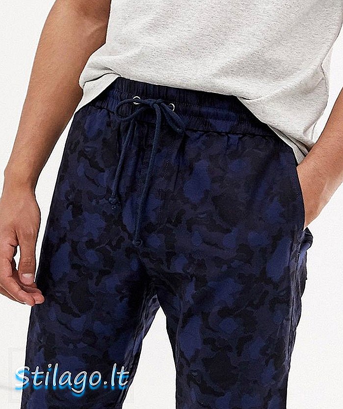 Hymn camo jacquardtryck dragsko shorts-Navy