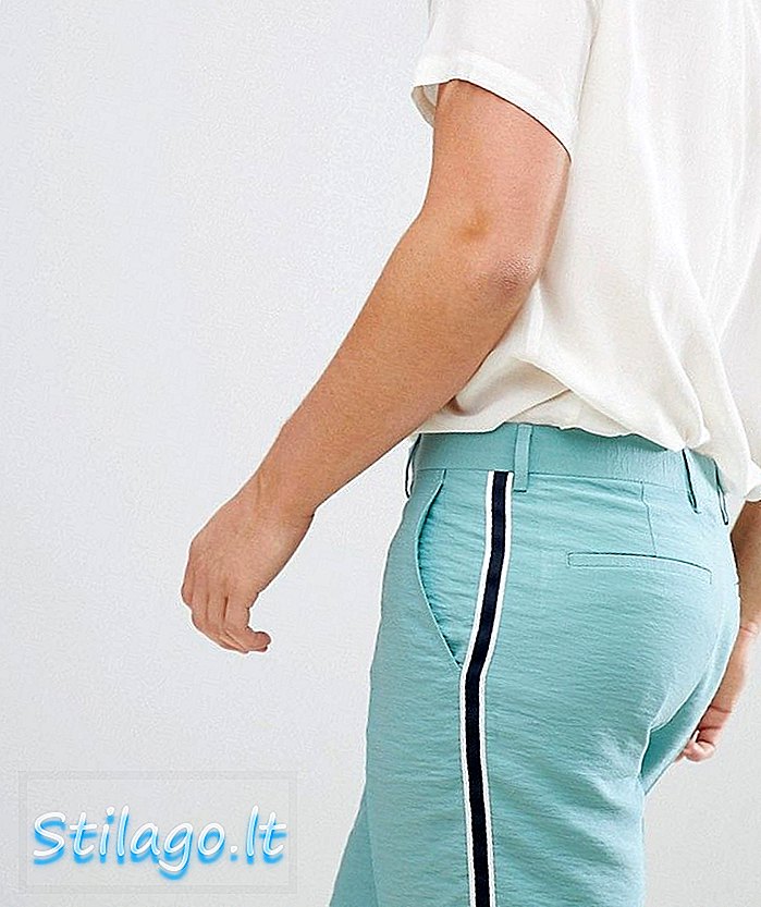 ASOS DESIGN - pantaloncini eleganti di lunghezza ridotta in simil lino verde con riga laterale