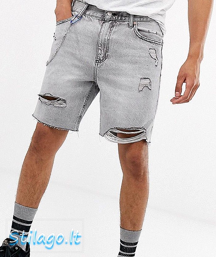 Bershka-Jeansshorts mit grauem Abrieb