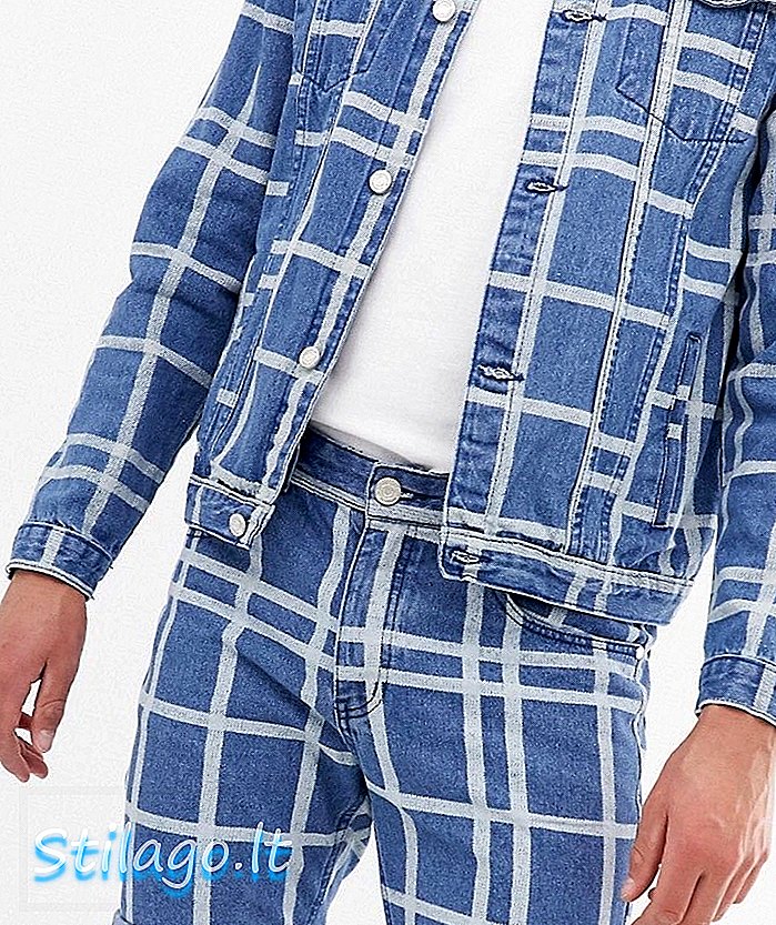 pantalones cortos de mezclilla combinados boohooMAN en azul claro
