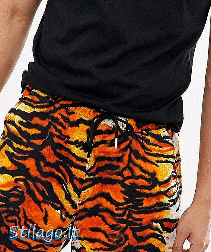 ASOS DESIGN tenké kratšie šortky v tigrej tlači-Orange