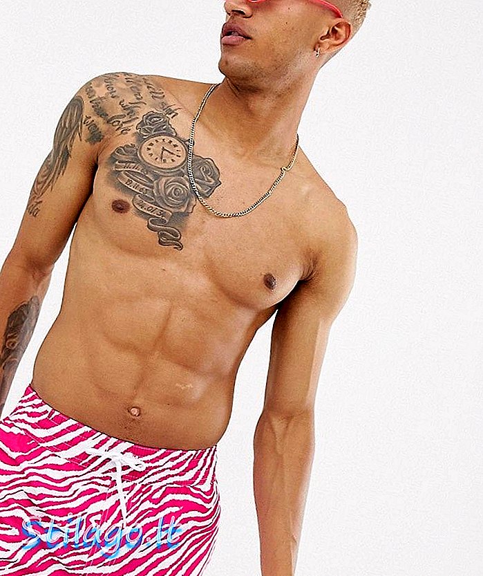 Pantaloni scurți de înot ASOS DESIGN în neon roz tigr print-lungime scurtă-Multi