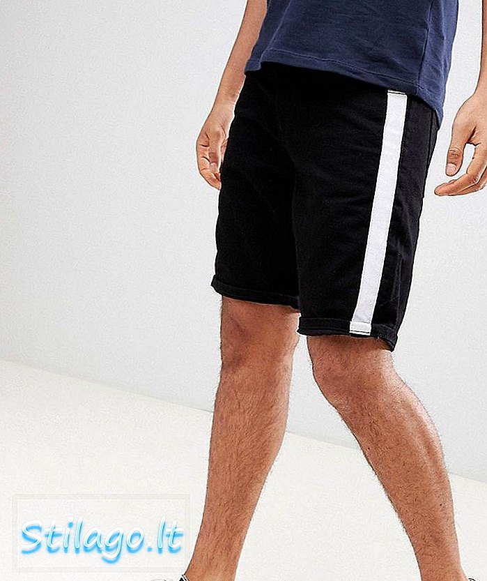 ASOS DESIGN denim shorts i slank sort med hvid sidestrib