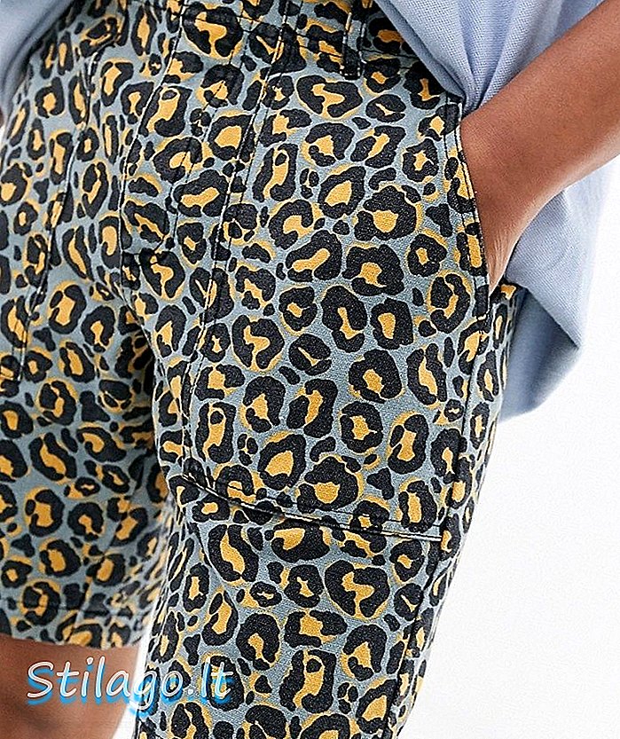 ASOS DESIGN - Pantaloncini slim in stampa leopardo lavata-Arancione