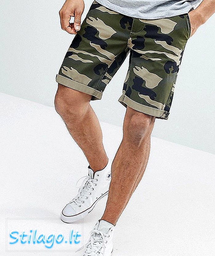 D-Struct Turn Up Camo In Chino Quần short-Green