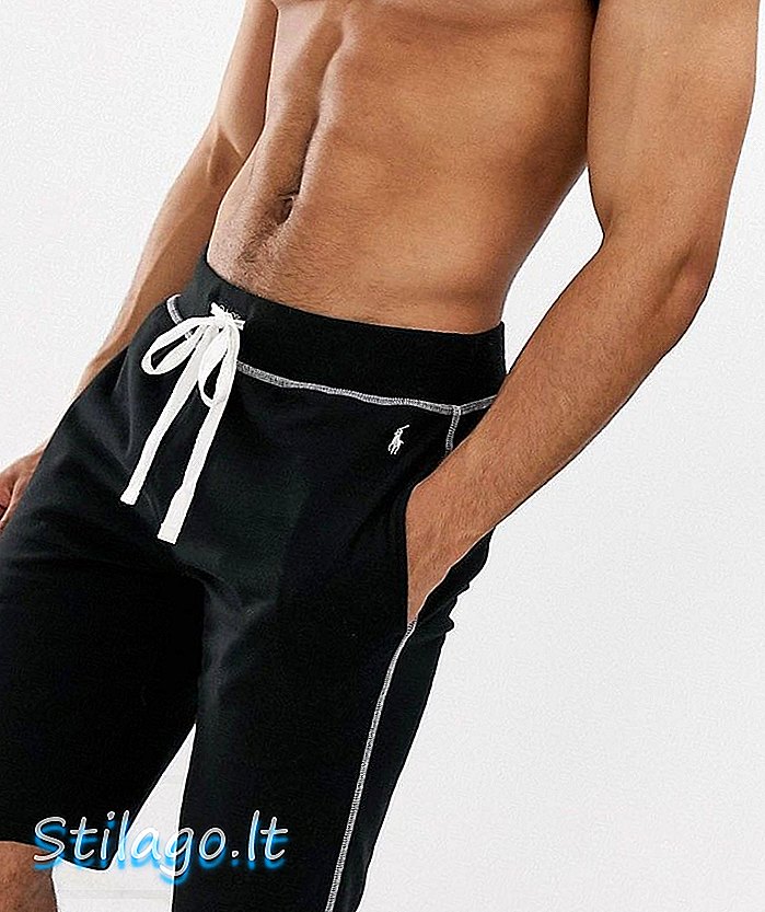 Polo Ralph Lauren hurok nélküli mez rövid, kontraszt öltéssel és pólójátékos logóval, fekete