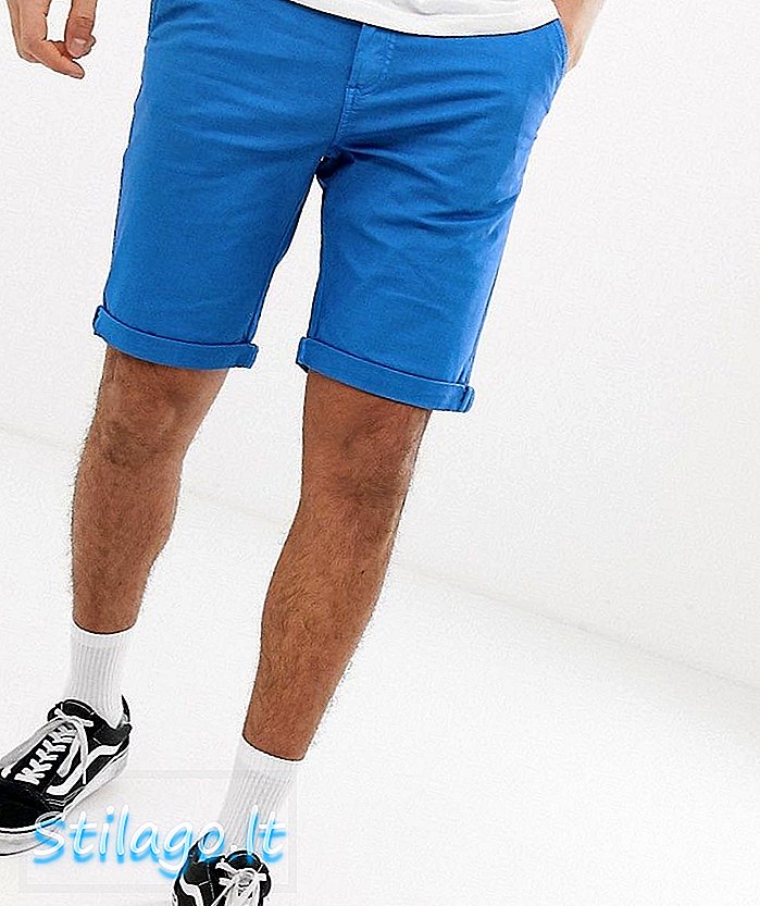Shorts chinos lisos de corte regular en azul