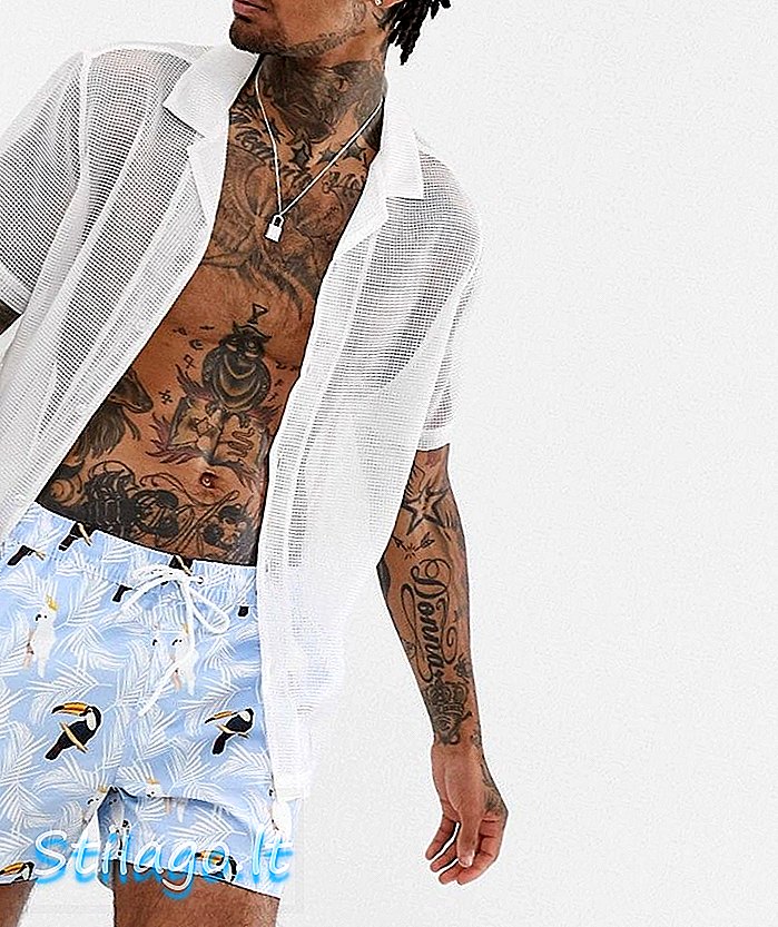 South Beach Blue Bird Print Badeshorts mit elastischer Taille
